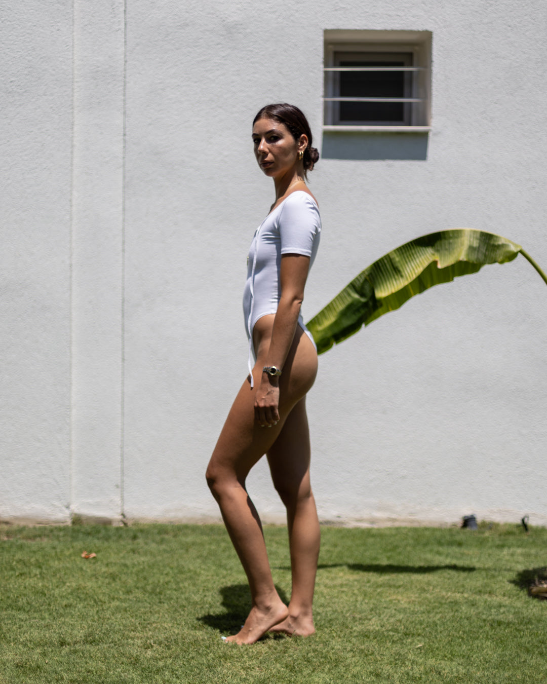 WHITE' SHORT SLEEVE CALL ME BODYSUIT