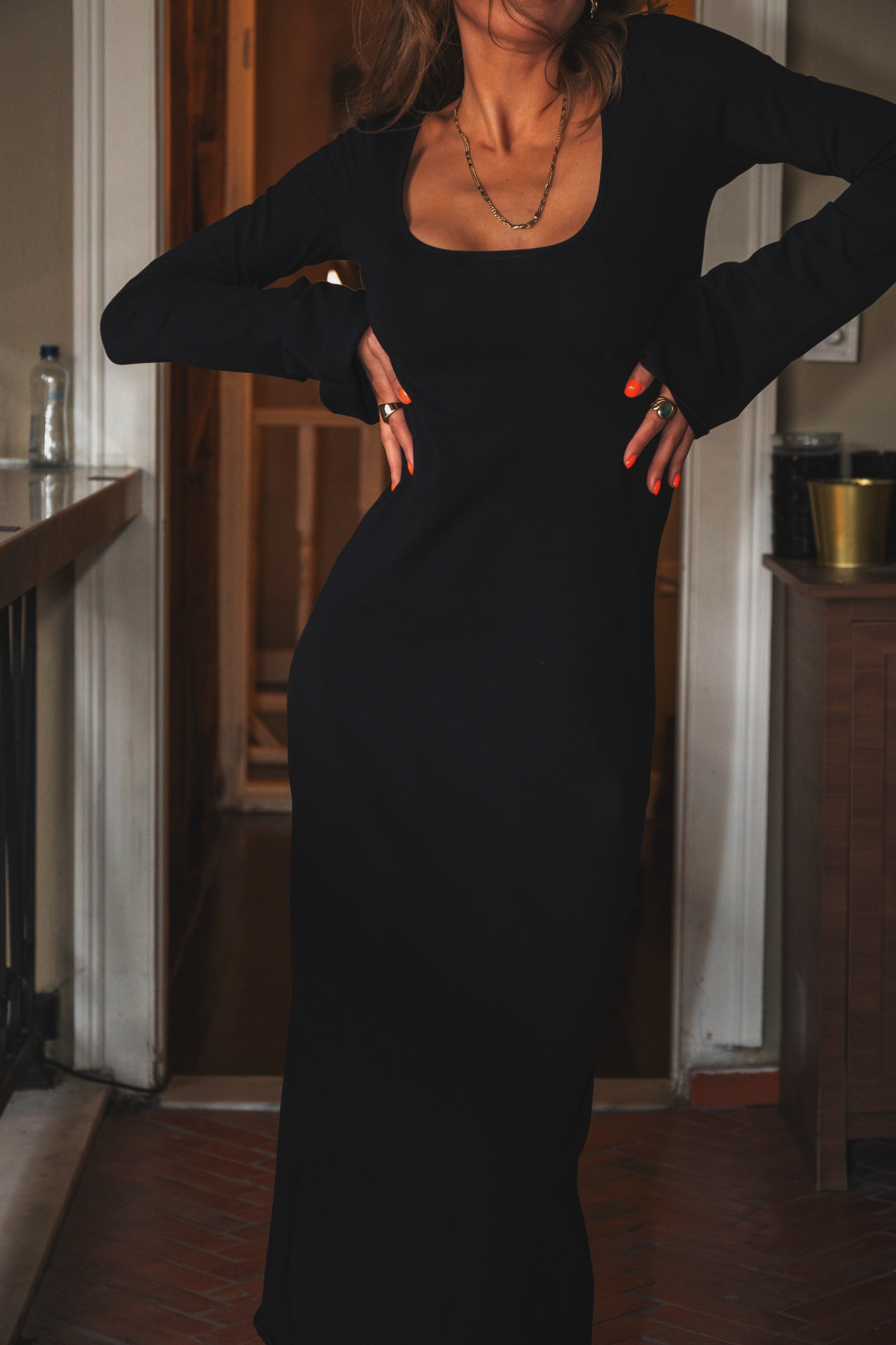 Black' Bat Sleeve Dress 